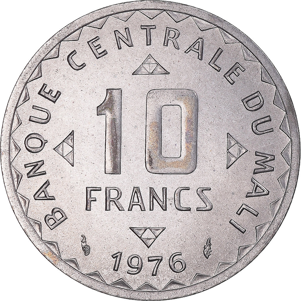 Münze, Mali, 10 Francs, 1976, Monnaie de Paris, ESSAI, STGL, Aluminium, KM:E3