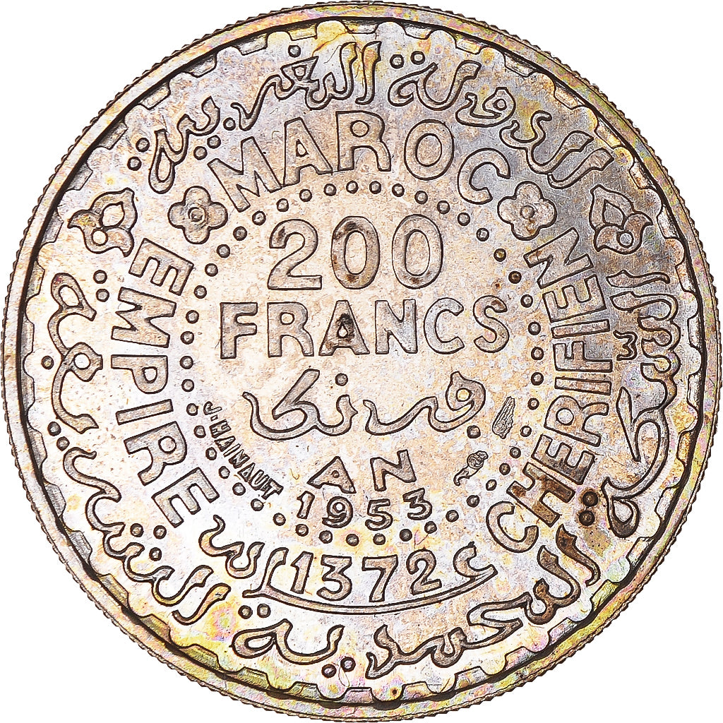 Moneta, Marocco, 200 Francs, AH 1372/1953, Monnaie de Paris, ESSAI, SPL