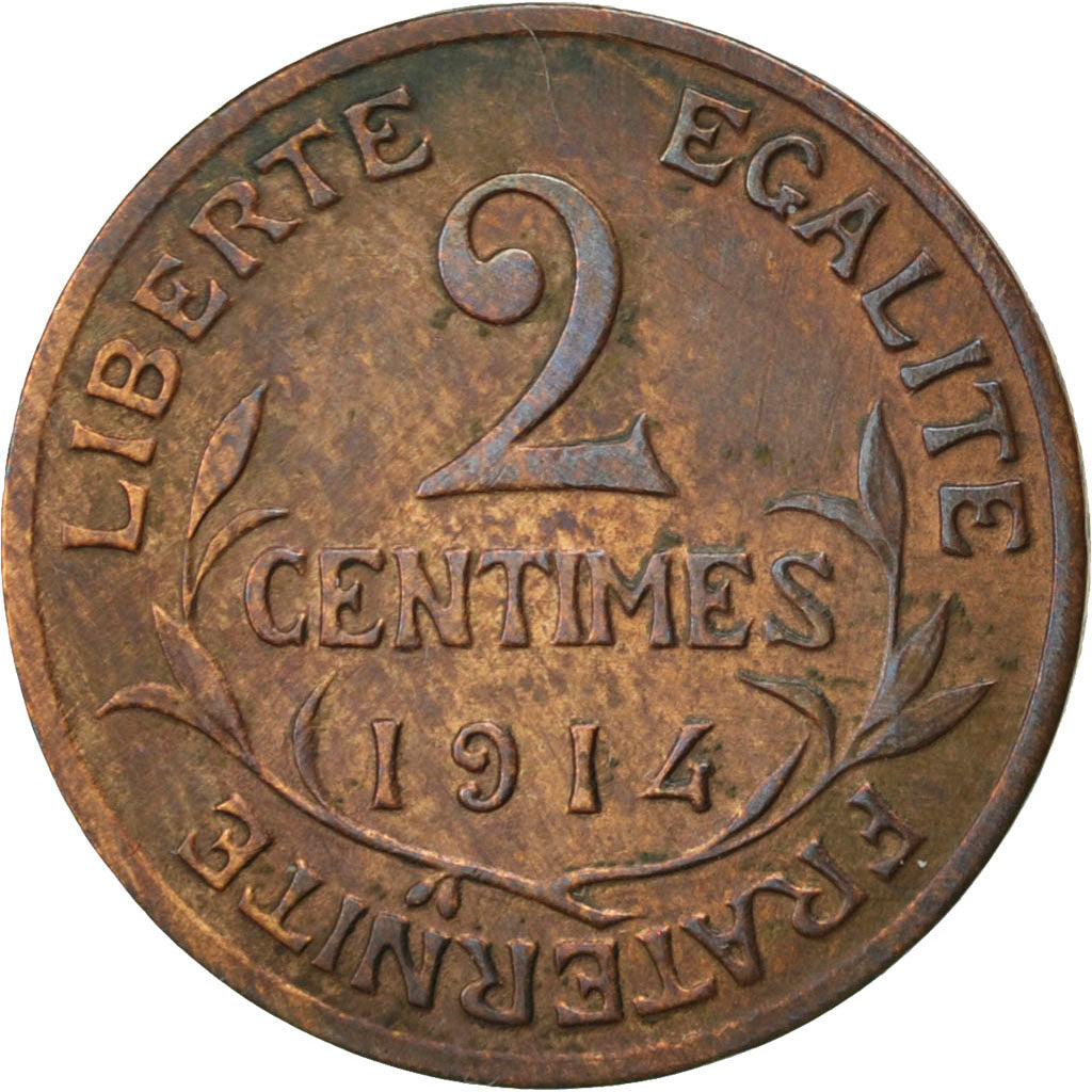 FRANCE, Dupuis, 2 Centimes, 1914, Paris, KM #841, VF(30-35), Bronze, 20.2,...