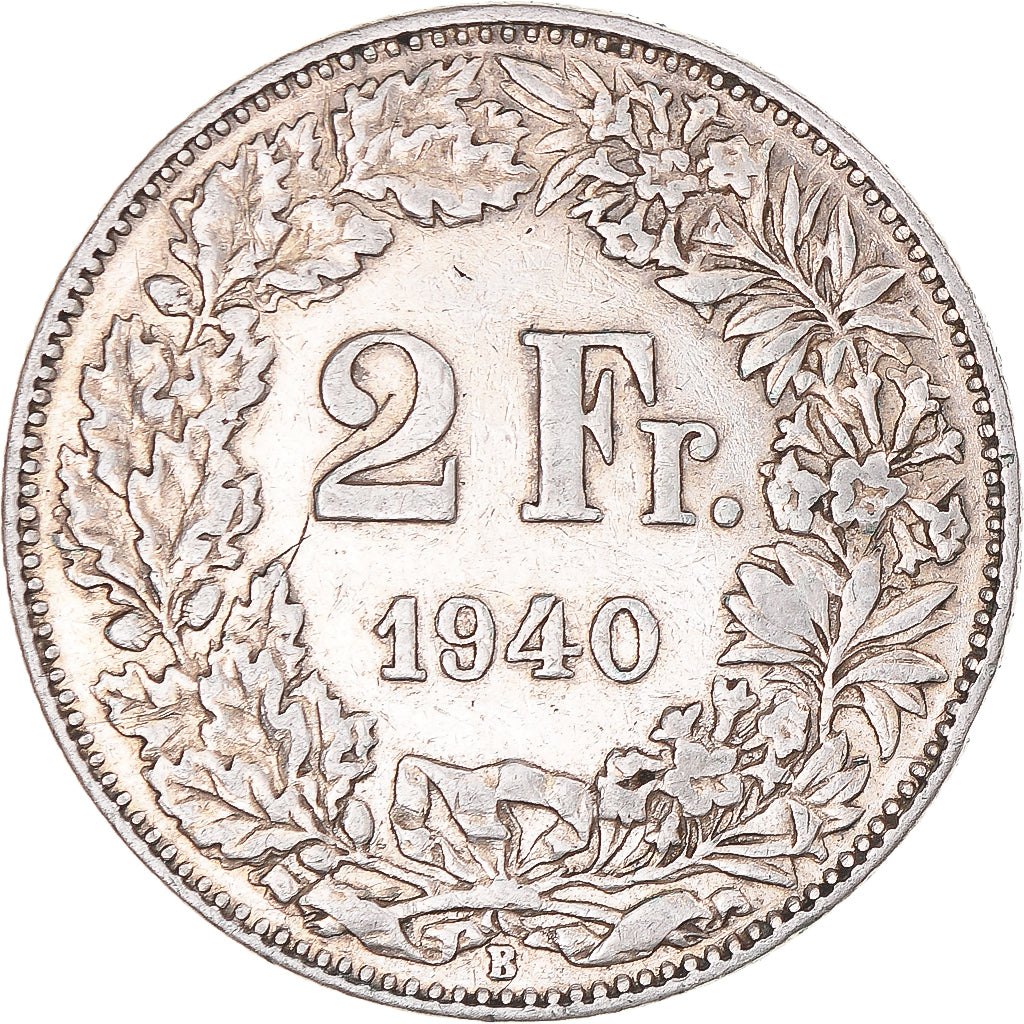 Moneda, Suiza, 2 Francs, 1940, Bern, MBC, Plata, KM:21