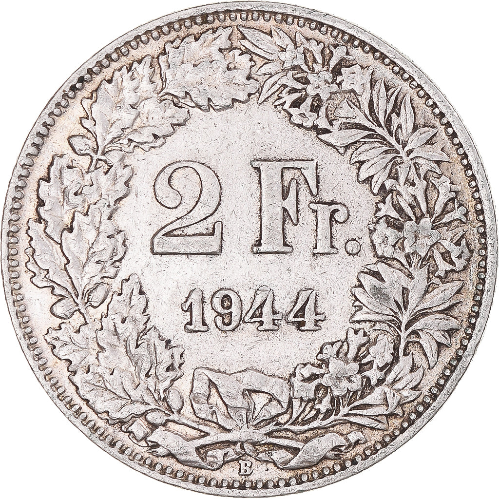 Münze, Schweiz, 2 Francs, 1944, Bern, SS, Silber, KM:21