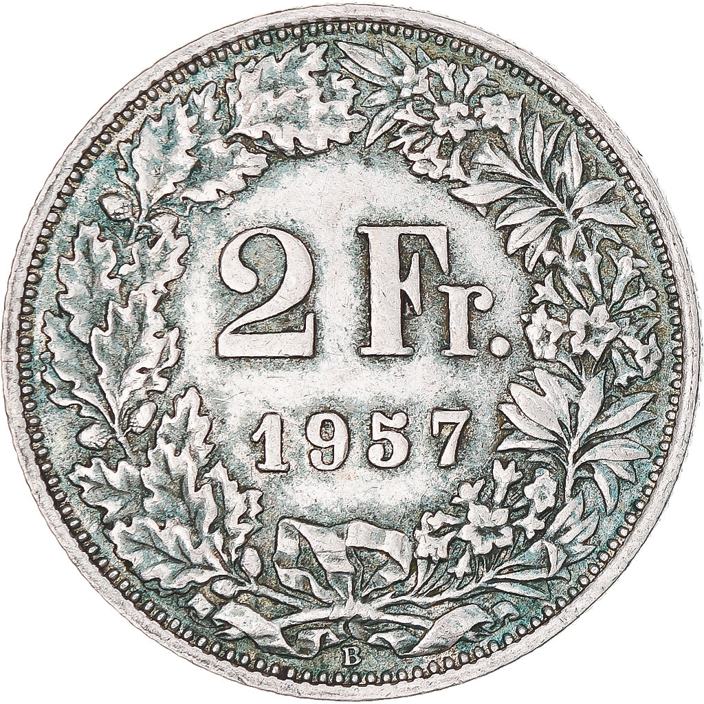Münze, Schweiz, 2 Francs, 1957, Bern, SS, Silber, KM:21