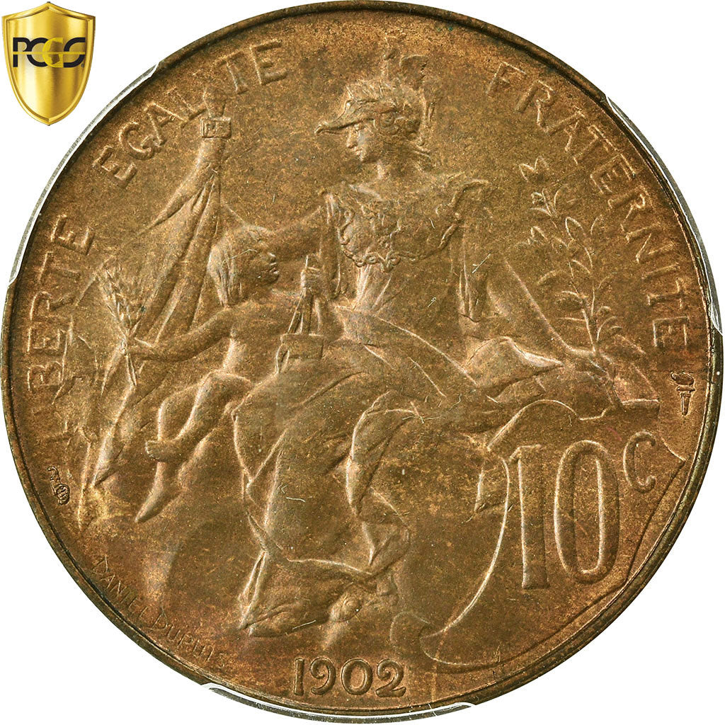 France, 10 Centimes, Dupuis, 1902, Paris, Bronze, PCGS, MS(65-70), Gadoury:277