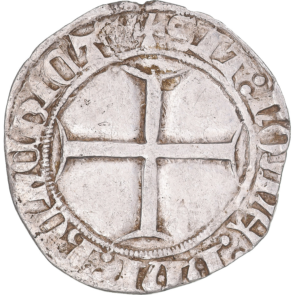 Münze, Frankreich, Duché de Bretagne, Jean IV de Montfort, Blanc aux 9