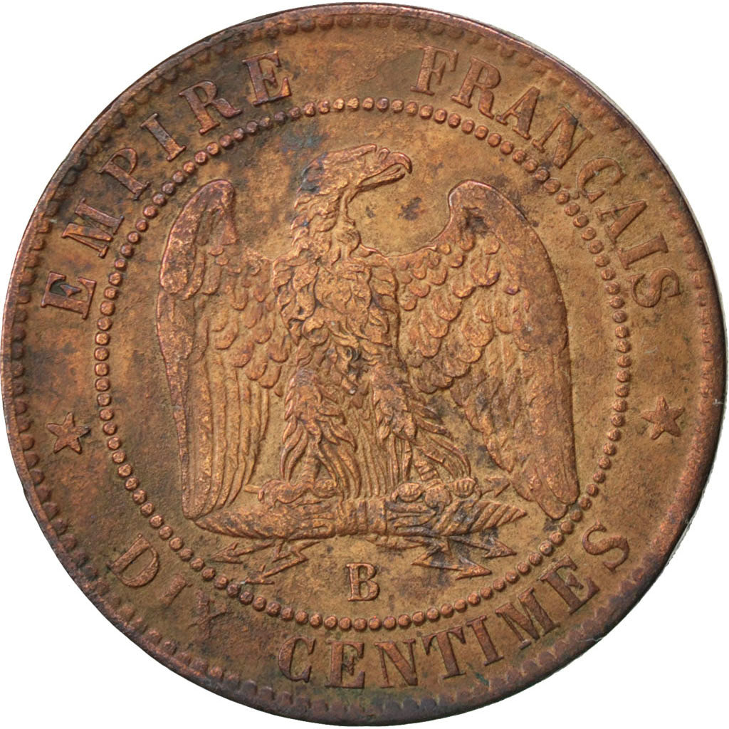 Moneda, Francia, Napoleon III, Napoléon III, 10 Centimes, 1853, Rouen, MBC