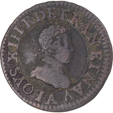 Moneda, Francia, Louis XIII, Double Tournois, 1612, Paris, BC+, Cobre, KM:43.1