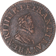 Münze, Frankreich, Henri IV, Double Tournois, 1606, Paris, SS+, Kupfer