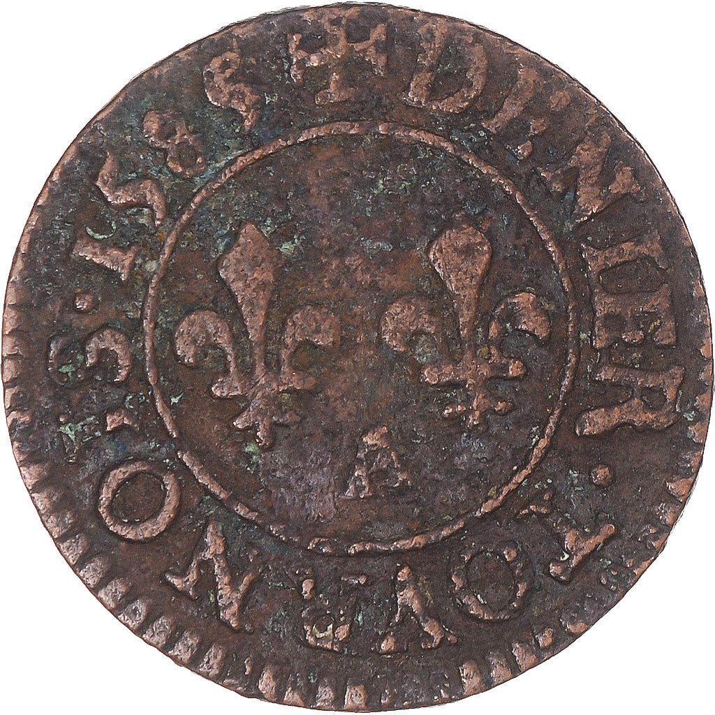 Münze, Frankreich, Henri III, Denier Tournois, 1585, Paris, S+, Kupfer