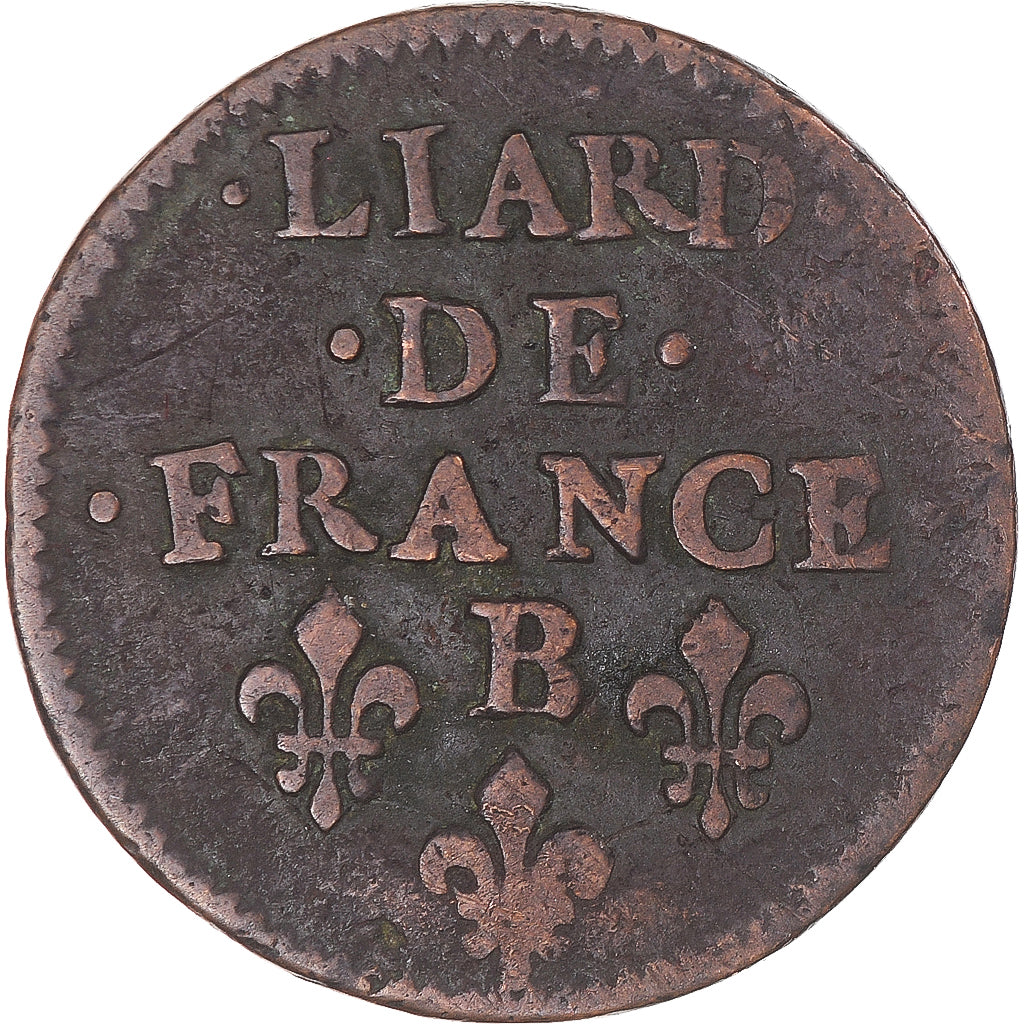 Münze, Frankreich, Louis XIV, Liard, 1655, Pont-de-l'Arche, S+, Kupfer