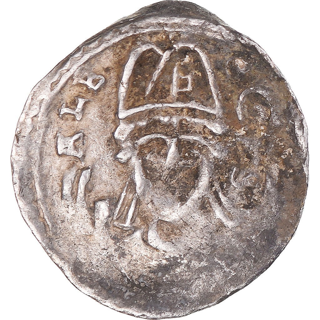 Moneda, Principado de Lieja, Albert de Cuyck, Denier, 1195-1200, Huy, BC+, Plata