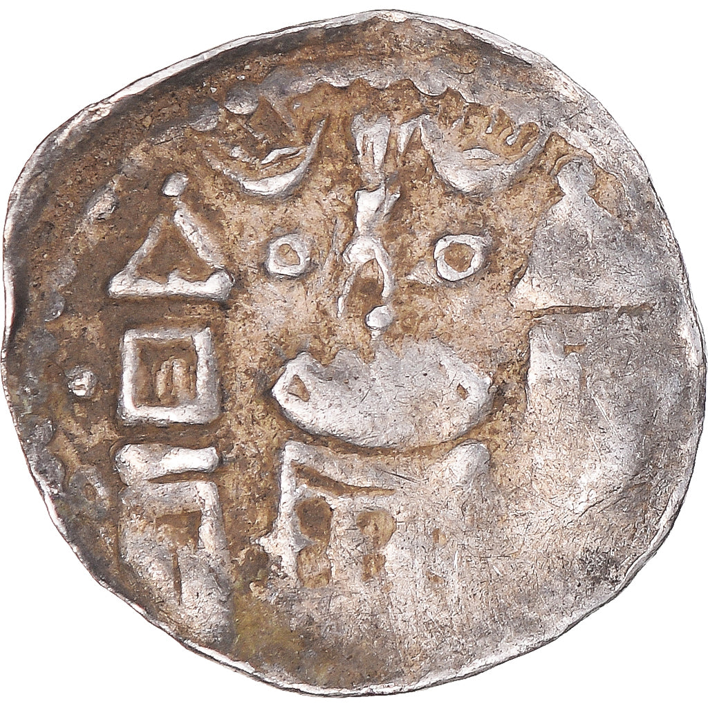Moneda, Principado de Lieja, Albert de Cuyck, Denier, 1195-1200, Huy, BC+, Plata