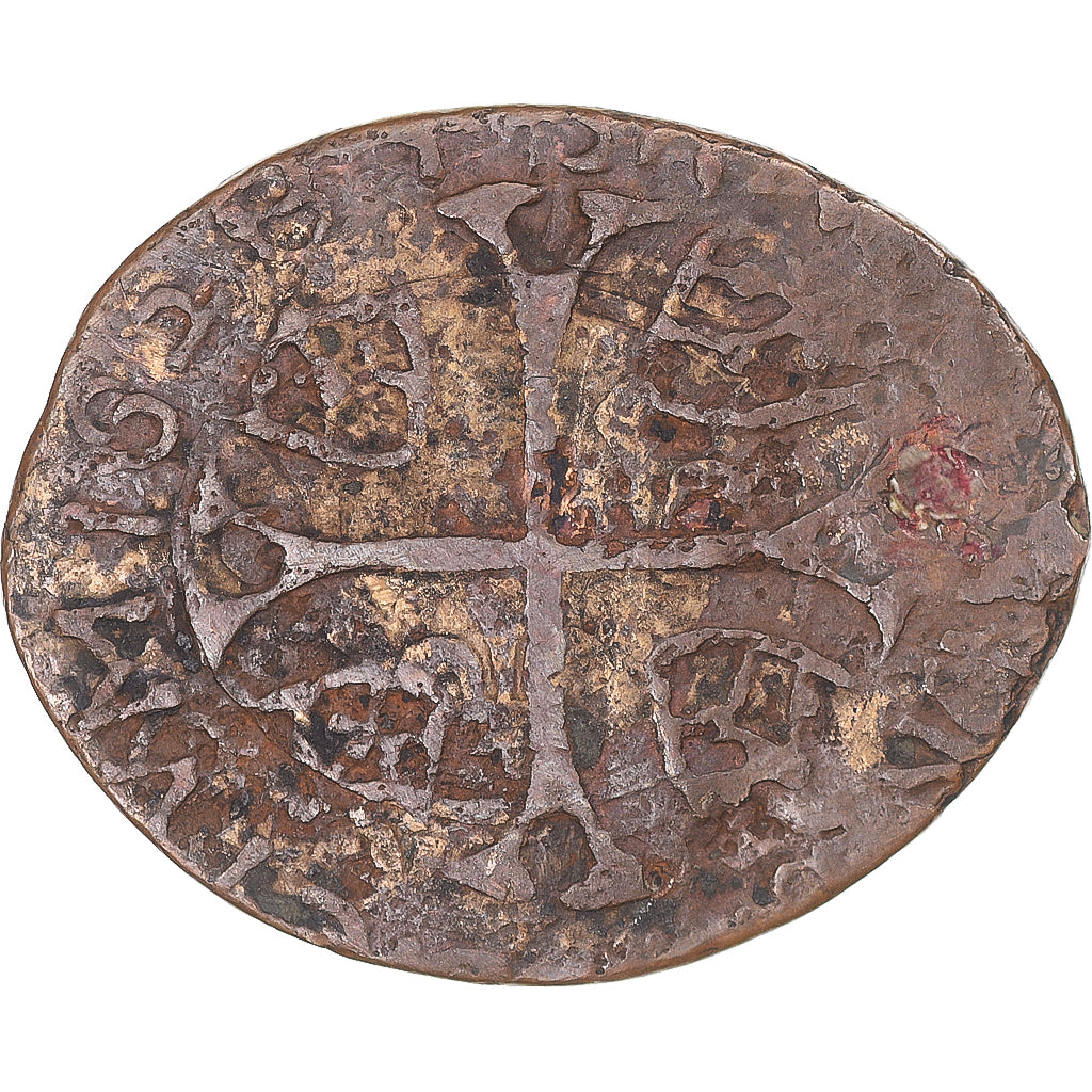 Moneda, Francia, Louis XIII, Faux douzain Huguenot, 1628, BC+, Cobre