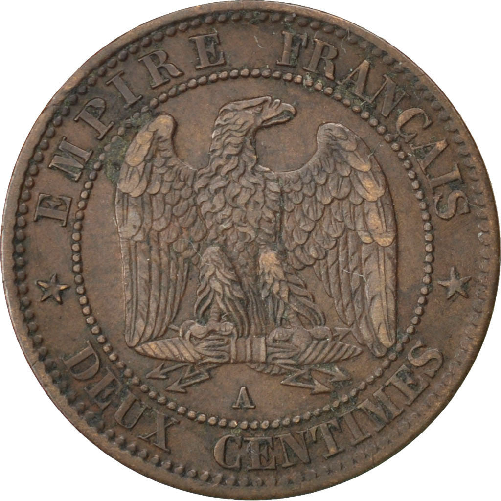 Second Empire, 2 Centimes Napoléon III tête nue, 1856 A, Paris, Gadoury 103