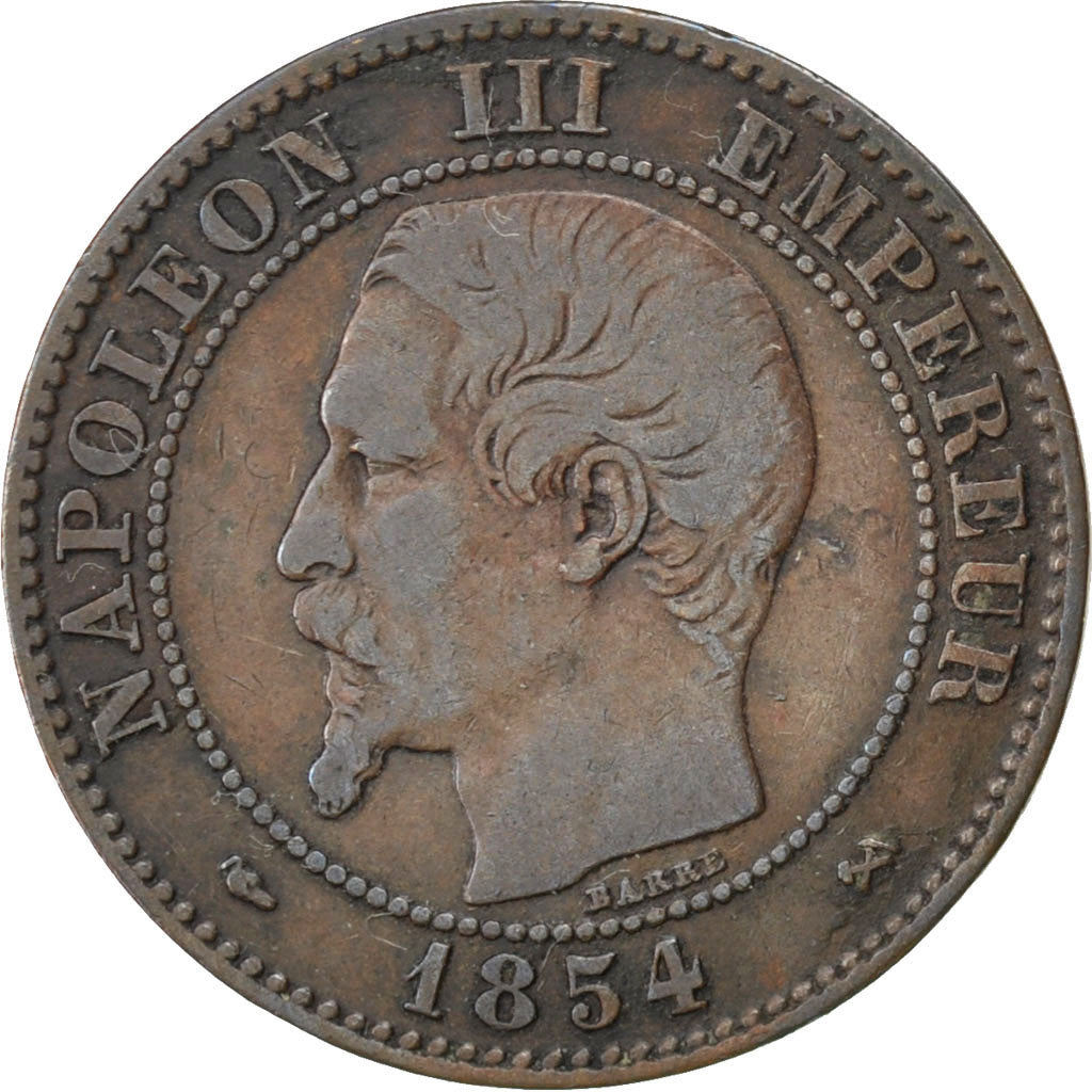 FRANCE, Napoléon III, 2 Centimes, 1854, Rouen, KM #776.2, EF(40-45), Bronze, G..