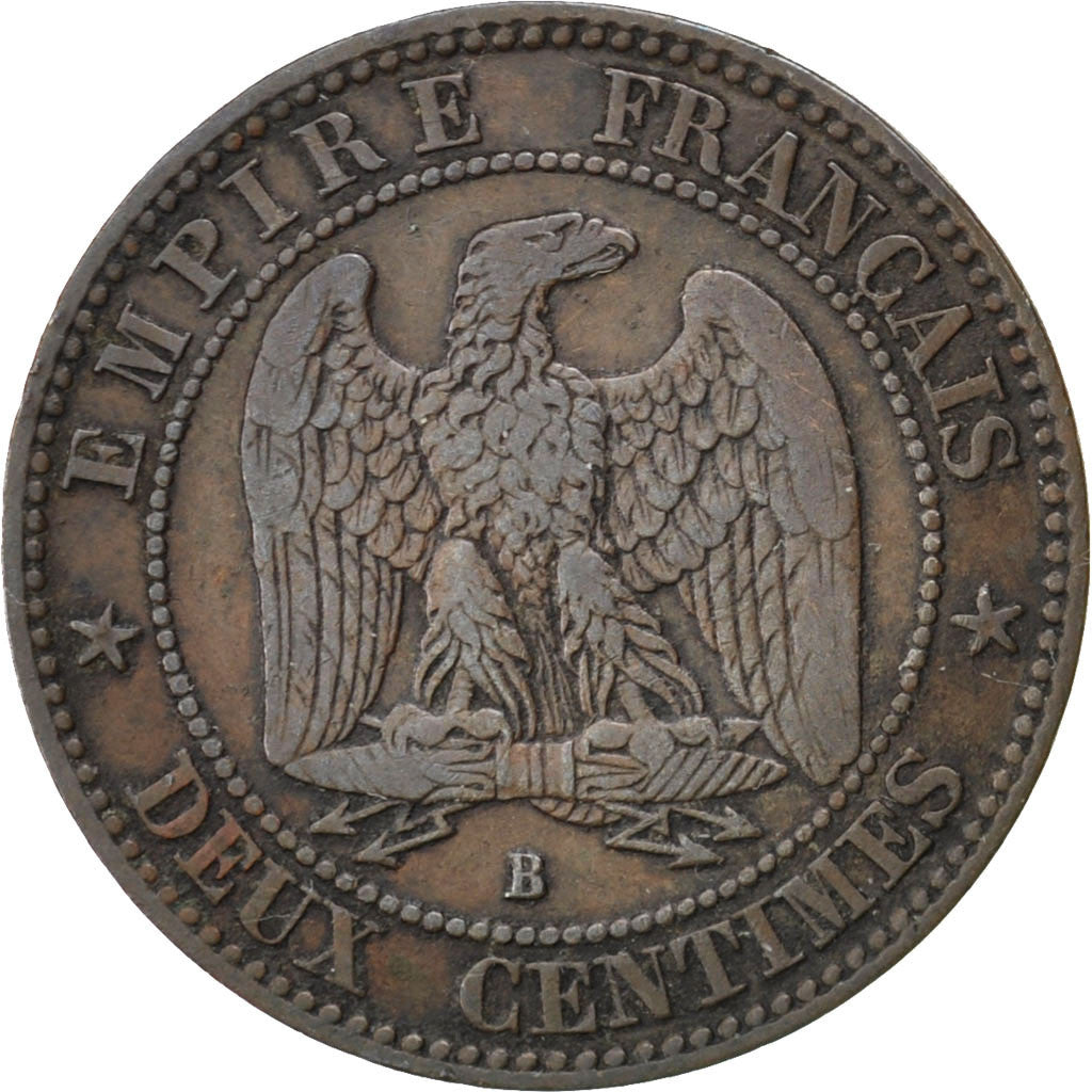 FRANCE, Napoléon III, 2 Centimes, 1854, Rouen, KM #776.2, EF(40-45), Bronze, G..