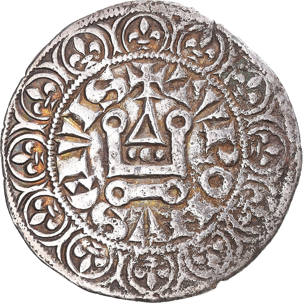 Moeda, França, Philippe IV, Gros Tournois à l'O rond, EF(40-45), Prata