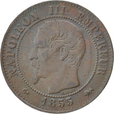 Second Empire, 2 Centimes Napoléon III tête nue, 1855 D, Lyon, Gadoury 103