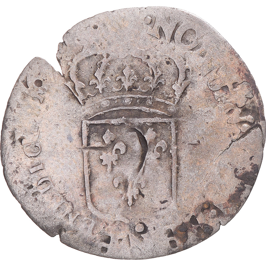 Moneda, Francia, Louis XIV, Sol de 15 deniers contremarqué d'une fleur de lis