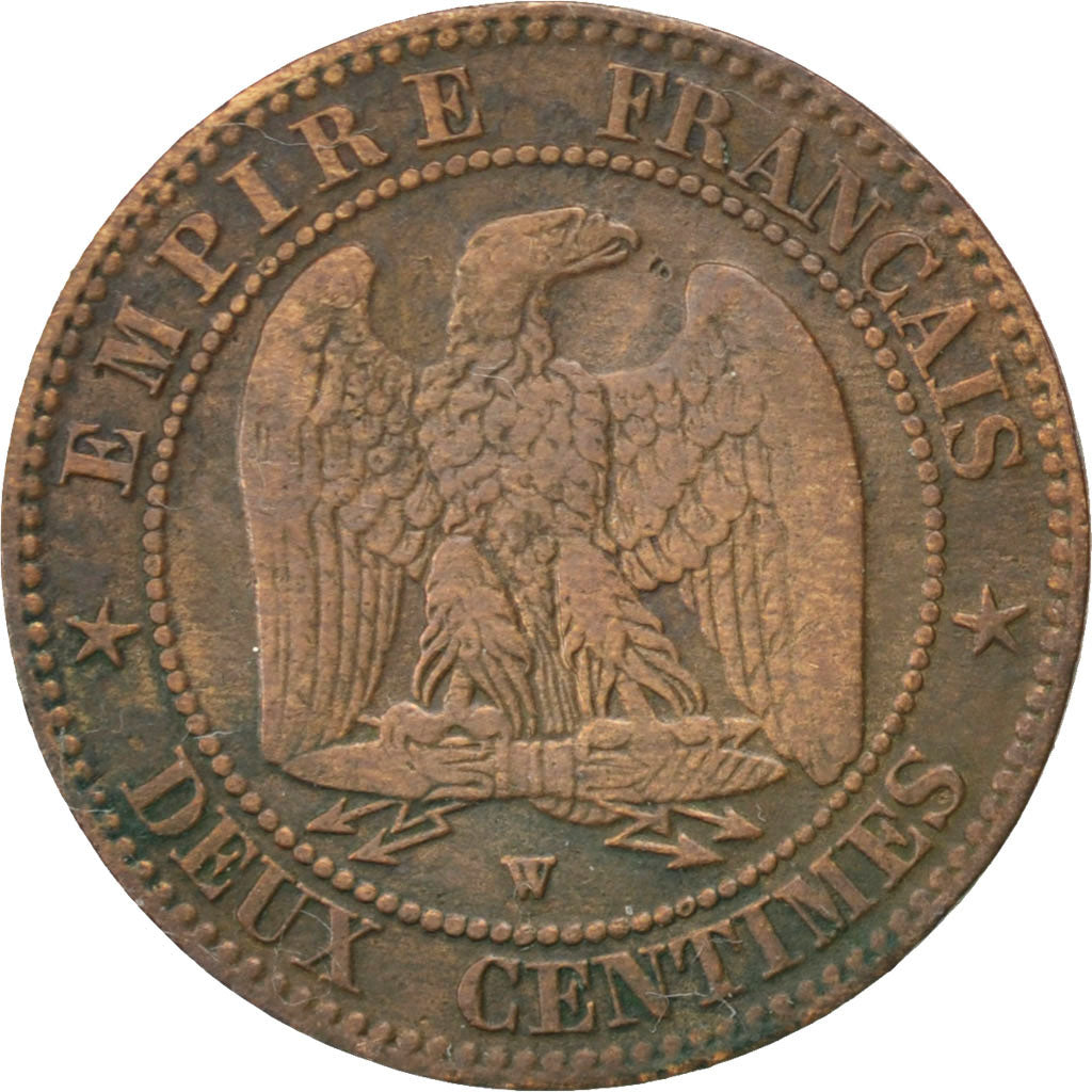 FRANCE, Napoléon III, 2 Centimes, 1857, Lille, KM #776.7, VF(20-25), Bronze, G..
