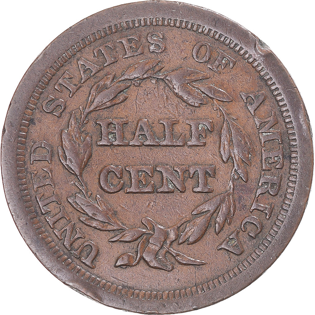 Coin, United States, Braided Hair Half Cent, Half Cent, 1851, U.S. Mint