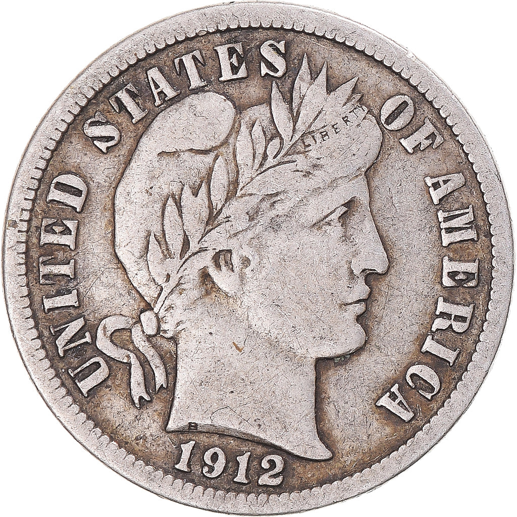 Coin, United States, Barber Dime, Dime, 1912, U.S. Mint, San Francisco
