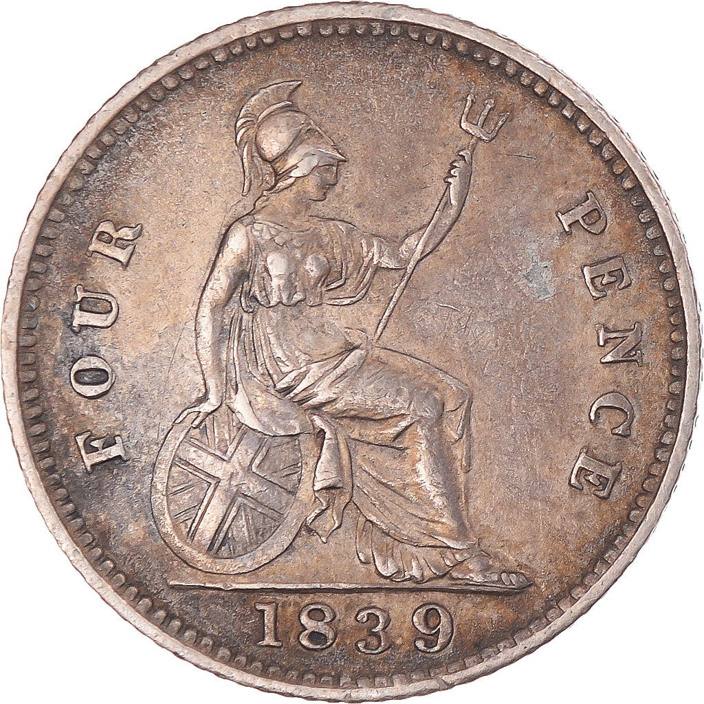 Coin, Great Britain, Victoria, 4 Pence, Groat, 1839, London, AU(55-58), Silver
