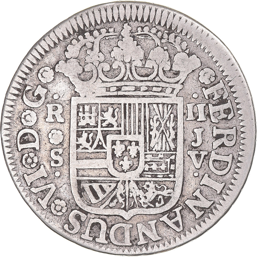 Coin, Spain, Ferdinand VI, 2 Reales, 1758, Seville, VF(30-35), Silver, KM:386.2