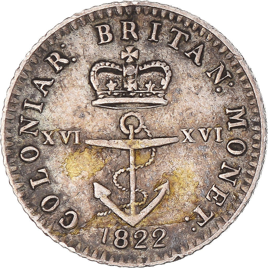 Moneta, Indie occidentali britanniche, 1/16 Dollar, 1822, London, Anchor, BB