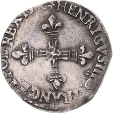 Moneda, Francia, Henri III, 1/4 Ecu, Rennes, MBC, Plata, Gadoury:494