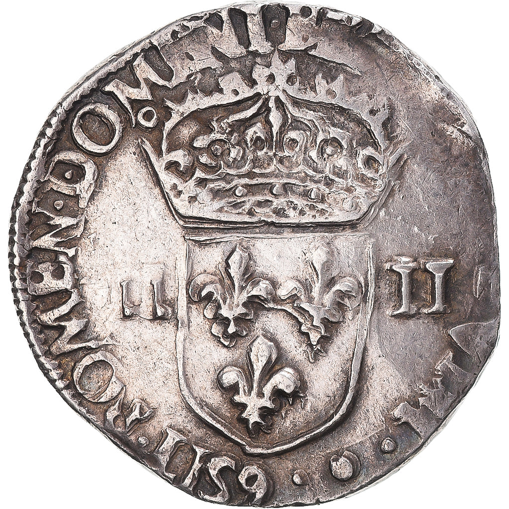 Moneda, Francia, Henri III, 1/4 Ecu, Rennes, MBC, Plata, Gadoury:494