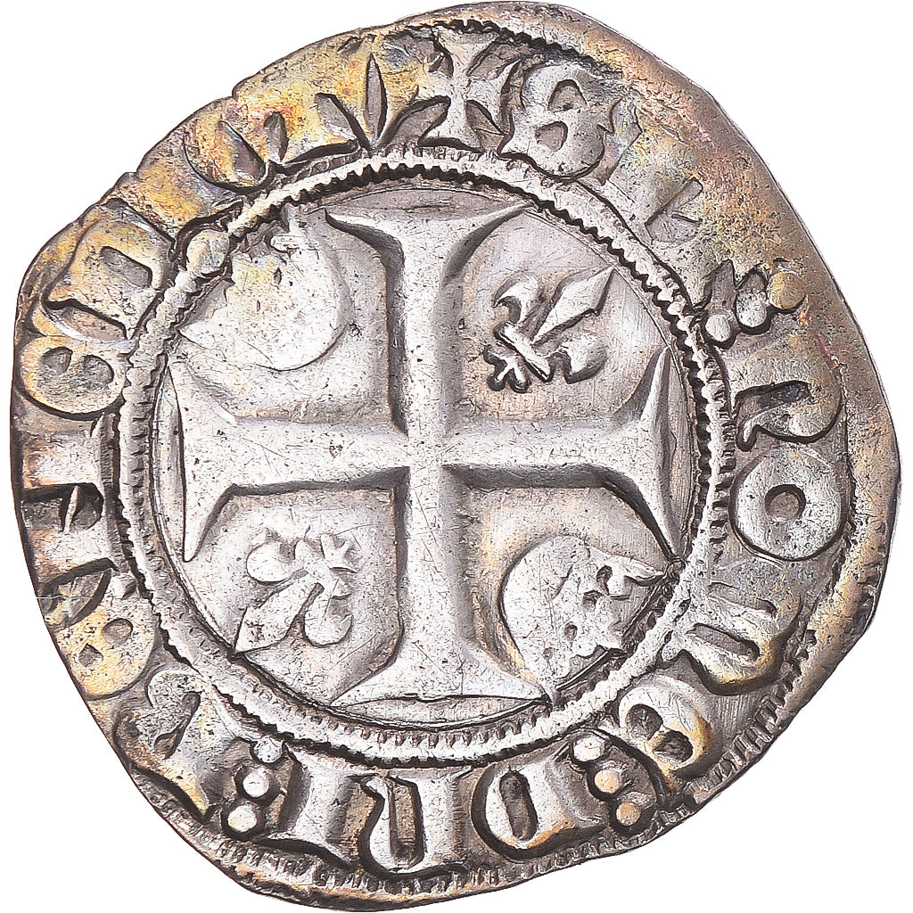 Moneda, Francia, Charles VI, Blanc Guénar, 1380-1422, Tournai, MBC, Vellón