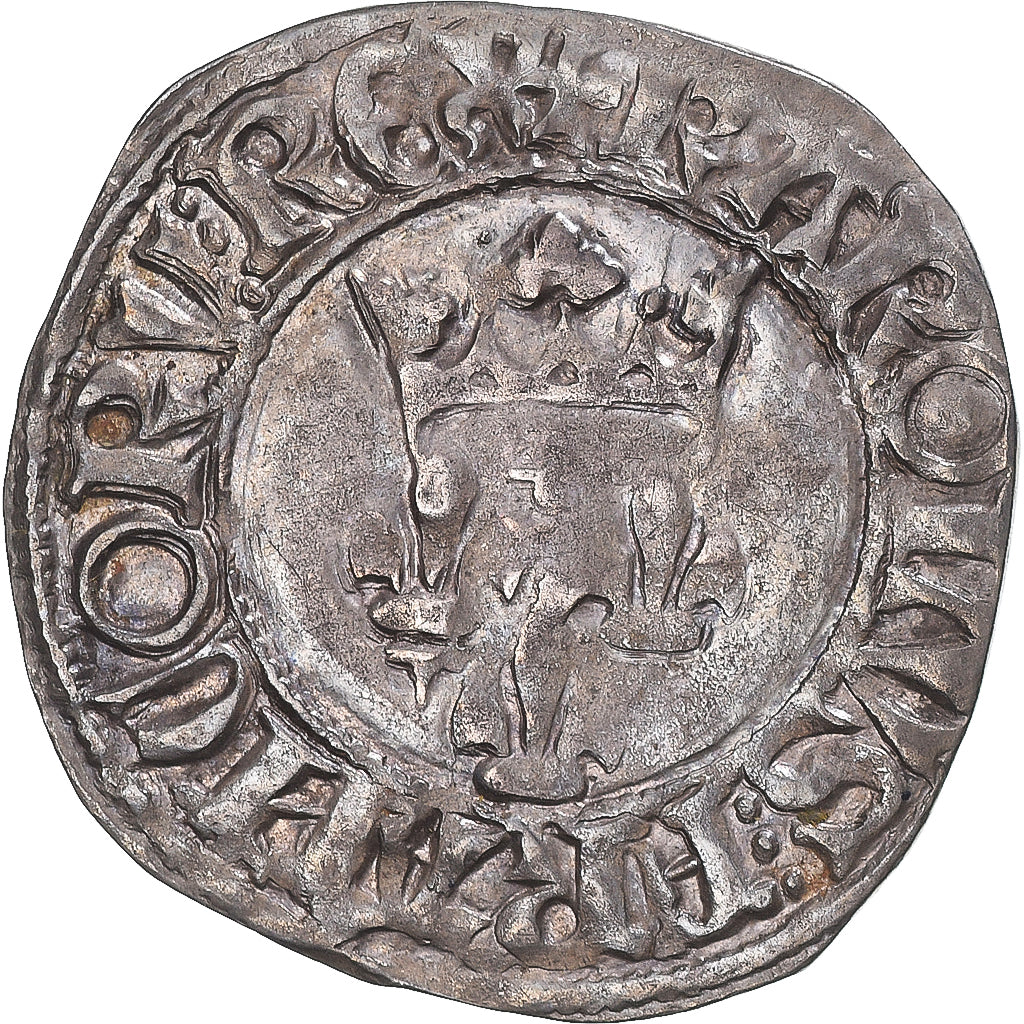 Munten, Frankrijk, Charles VI, Gros florette, 1389-1419, Rouen, ZF+, Billon