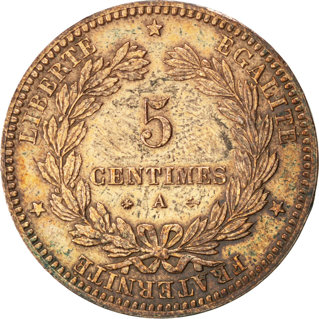 IIIème République, 5 Centimes Cérès, 1872 A, Paris, Gadoury 157a
