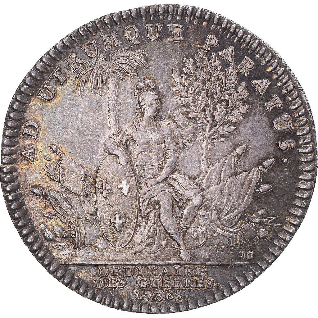 França, Token, Chambre aux deniers & Ordinaire des guerres, 1736, HYBRIDE