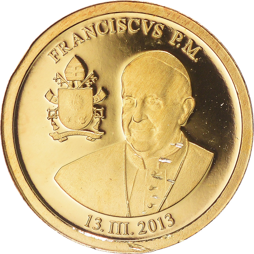 France, Médaille, Le Pape François, 2013, BE, FDC, Or