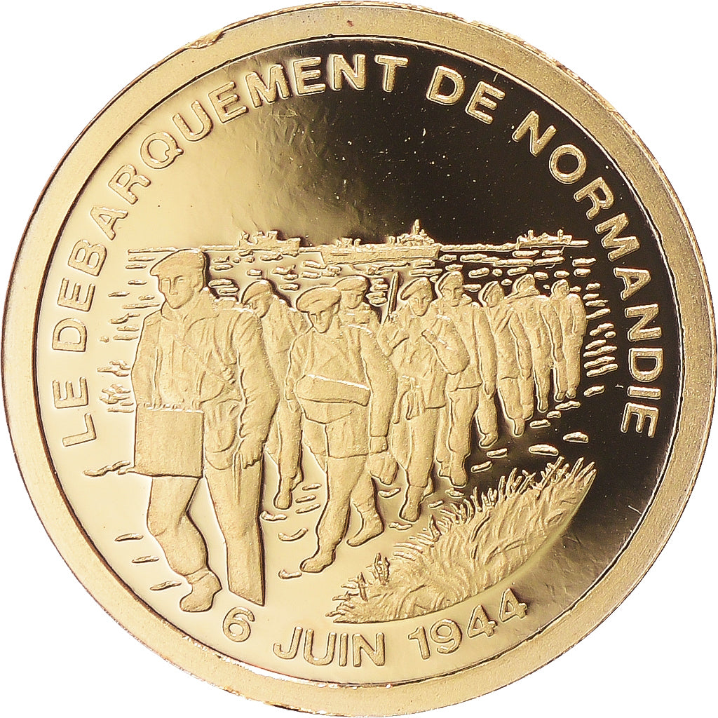 France, Medal, Le débarquement de Normandie, 2010, BE, MS(65-70), Gold