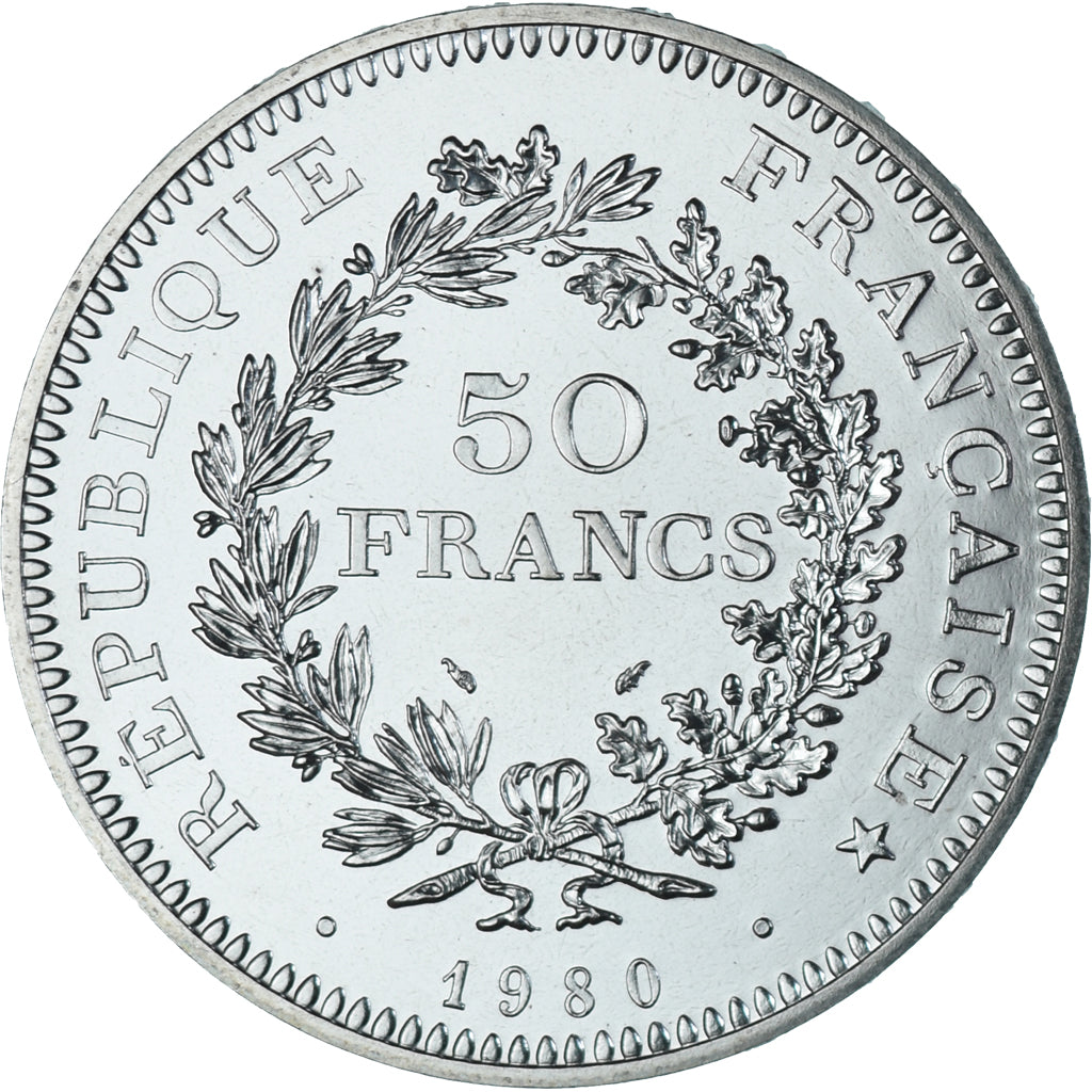 Coin, France, Hercule, 50 Francs, 1980, Paris, série FDC, MS(65-70), Silver