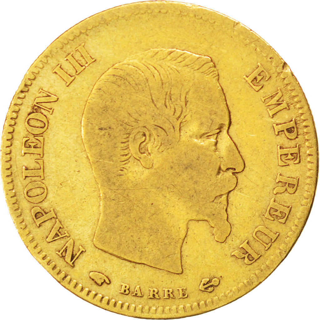 FRANCE, Napoléon III, 10 Francs, 1856, Paris, KM #784.3, VF(20-25), Gold, Gadour
