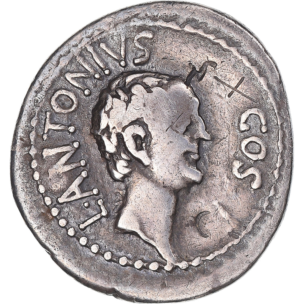 Moneta, Marcus Antonius, Denarius, 41 BC, Uncertain Mint, VF(30-35), Srebro