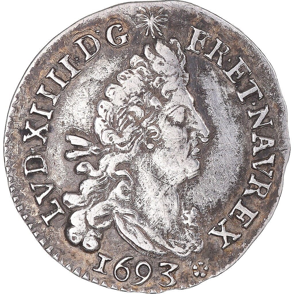 Coin, France, Louis XIV, 4 Sols aux 2 L, 1693, Toulouse, EF(40-45), Silver