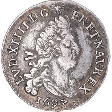 Coin, France, Louis XIV, 4 Sols aux 2 L, 1693, Toulouse, EF(40-45), Silver