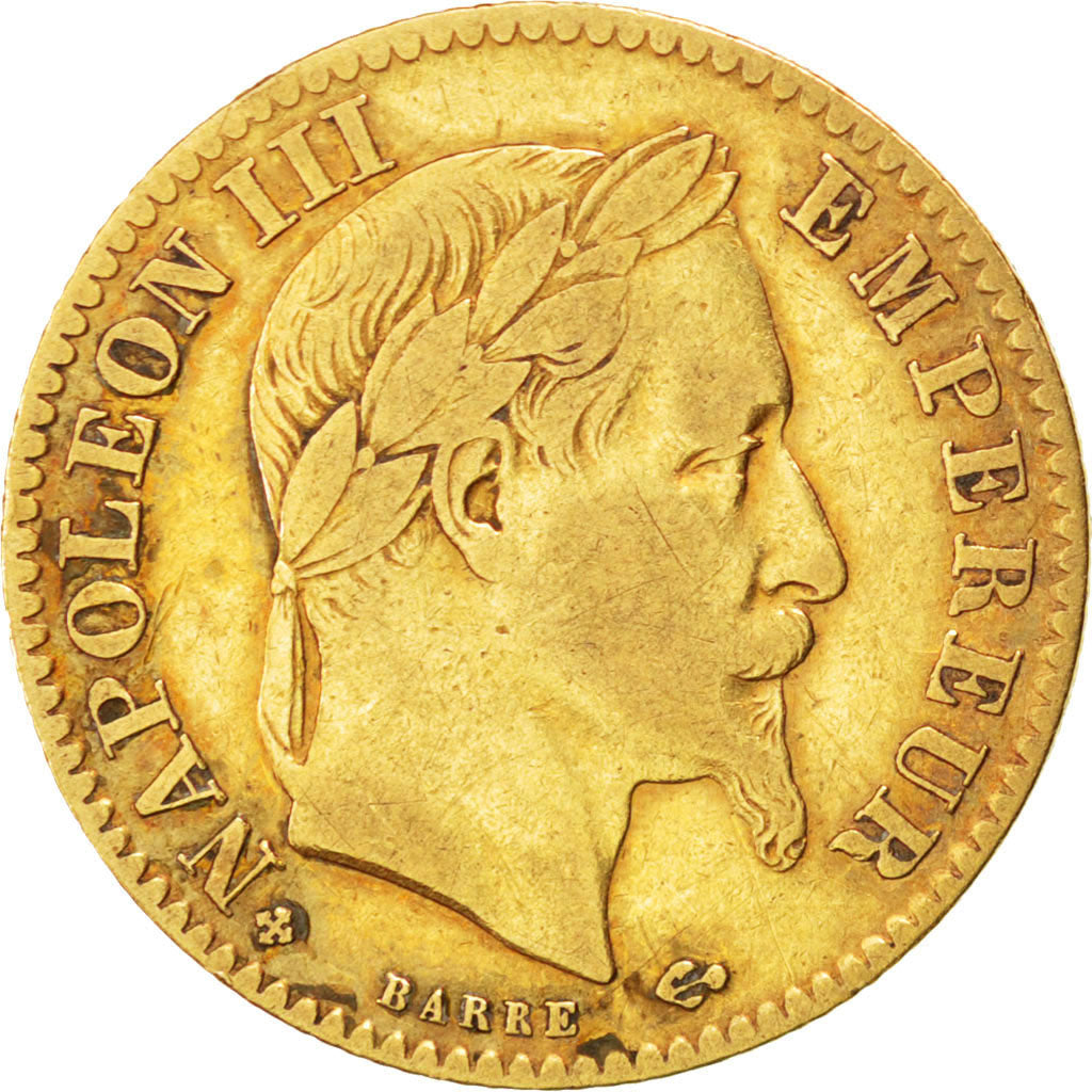 FRANCE, Napoléon III, 10 Francs, 1867, Strasbourg, KM #800.2, VF(30-35), Gold, G
