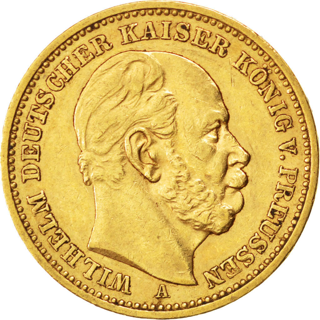 German States, 20 Mark, 1888, Berlin, KM #505, AU(50-53), Gold, 7.95