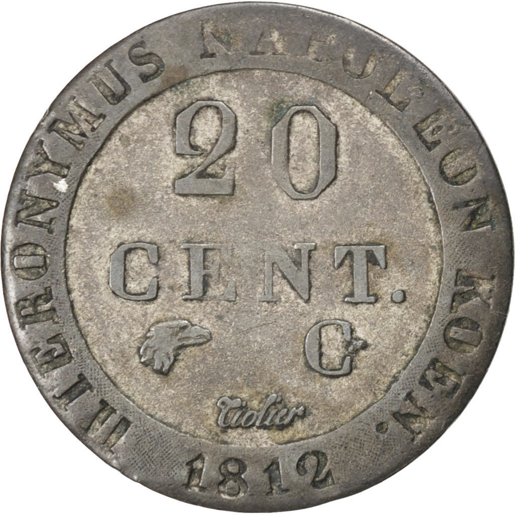 GERMAN STATES, 20 Centimes, 1812, Cassel, KM #97, EF(40-45), Silver, 3.81
