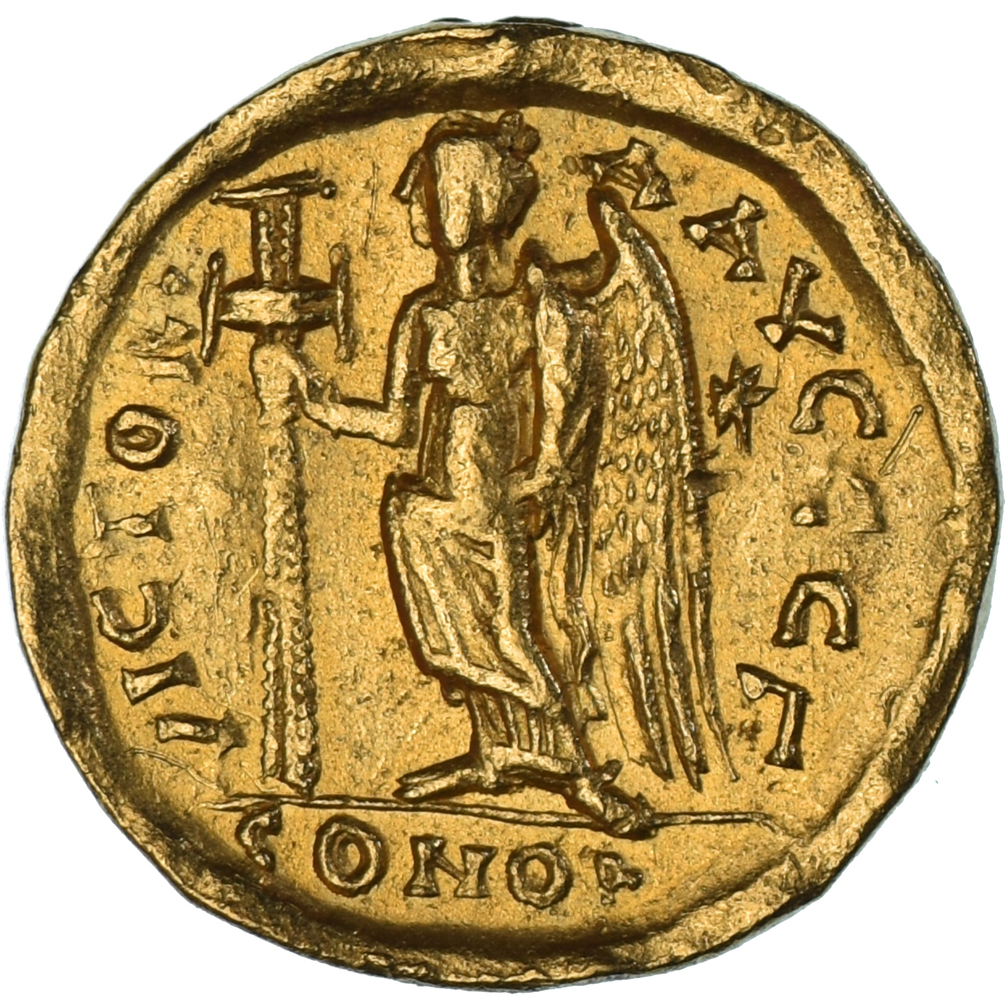 Coin, Zeno, Solidus, 476-491, Constantinople, AU(55-58), Gold, RIC:910