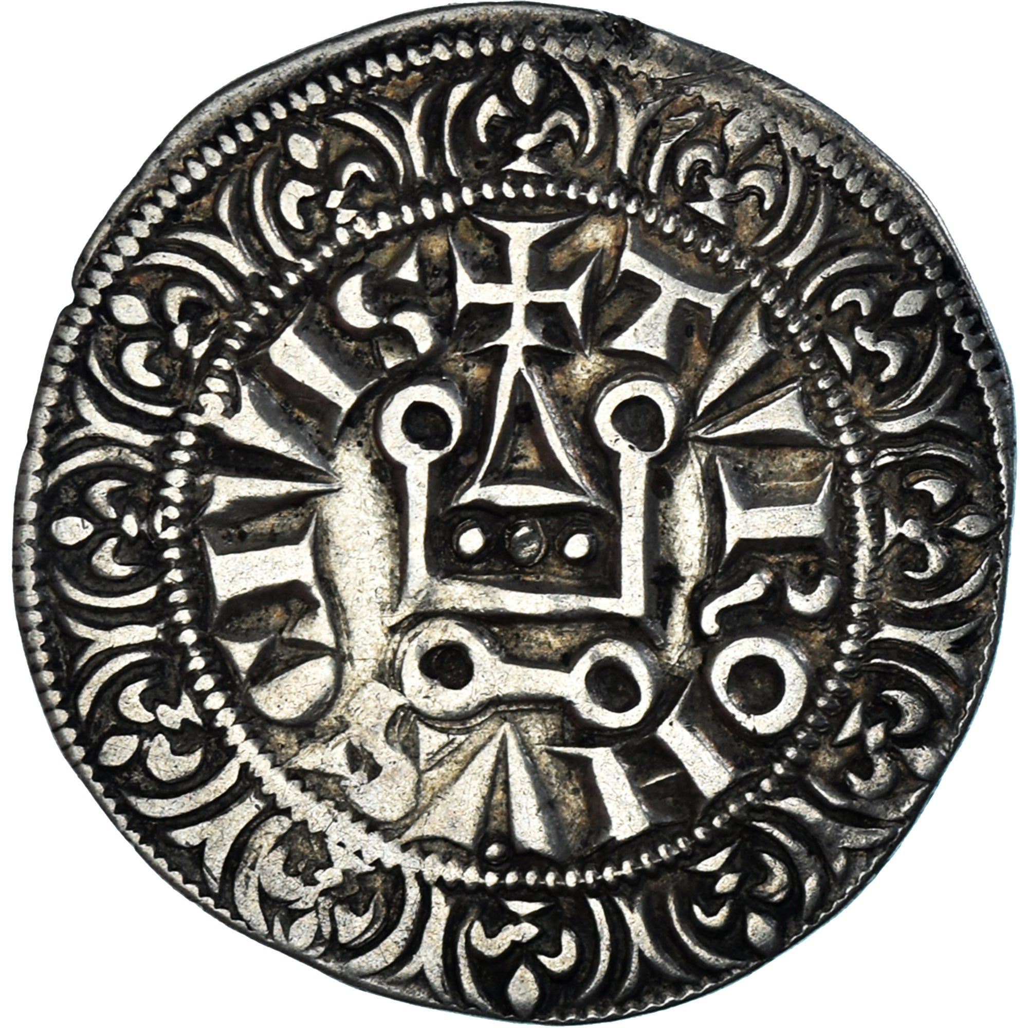 Coin, France, Philippe IV, Gros Tournois à l'O rond, AU(50-53), Silver