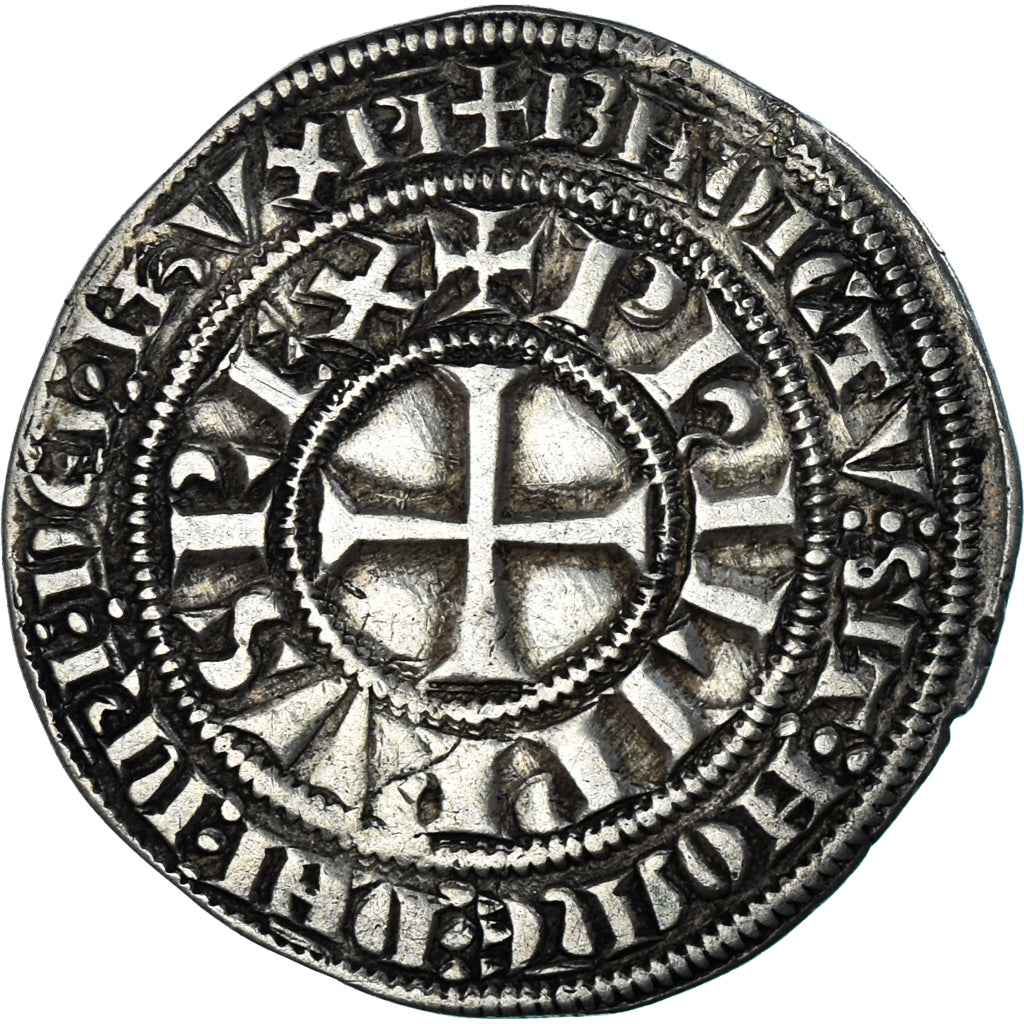 Coin, France, Philippe IV, Gros Tournois à l'O rond, AU(50-53), Silver