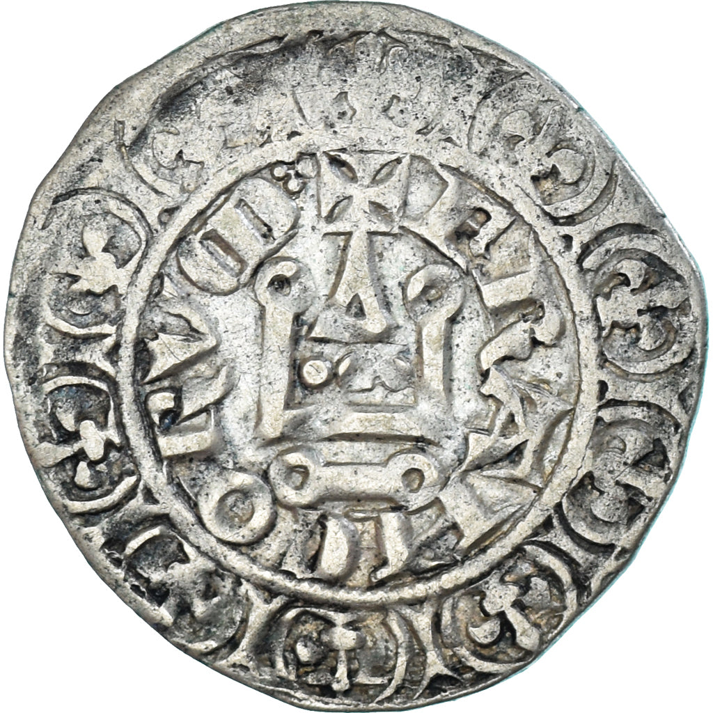 Monnaie, France, Charles IV, Maille Blanche, 1322-1328, TTB, Argent