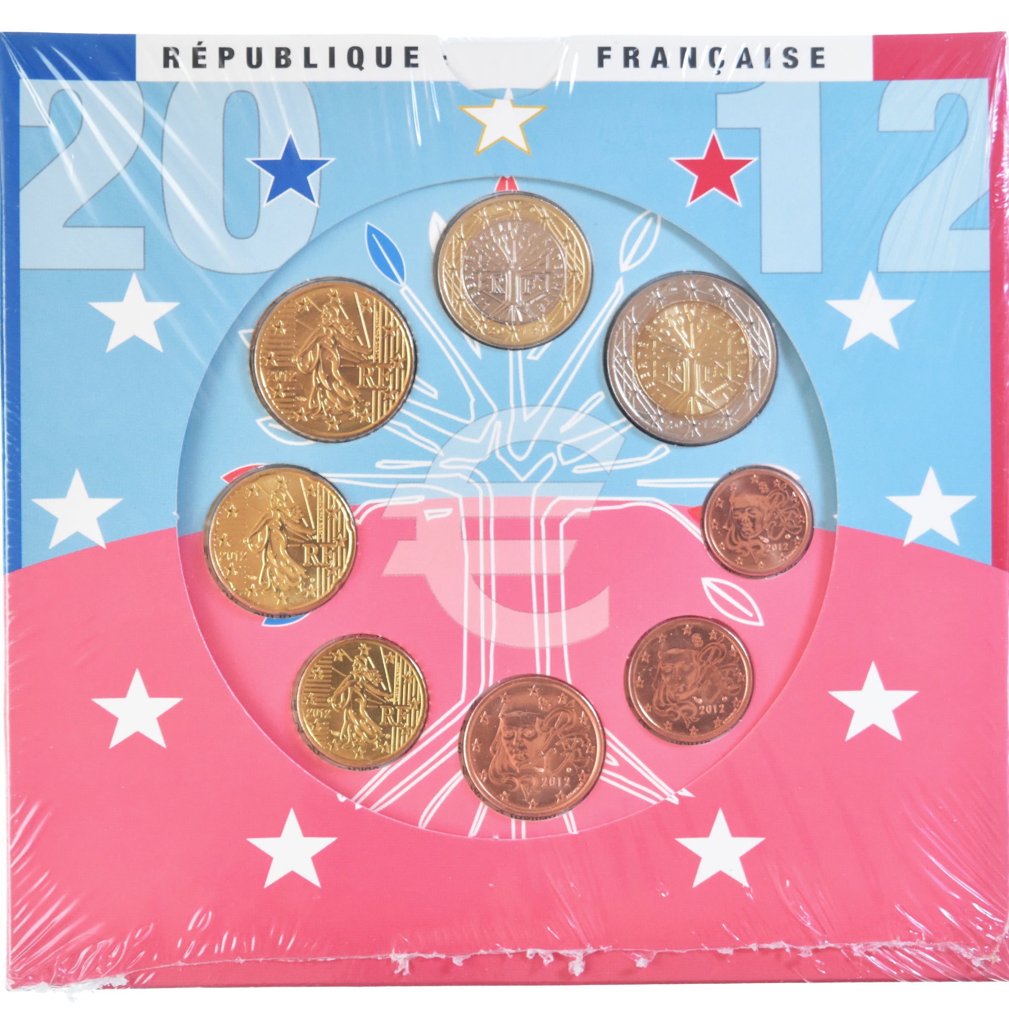 France, 1 Cent to 2 Euro, 2012, Monnaie de Paris, BU, MS(65-70)