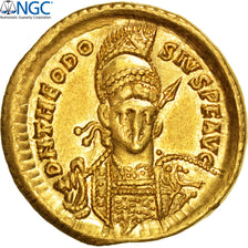 Coin, Theodosius II, Solidus, Constantinople, graded, NGC, Ch XF, 3923421-005